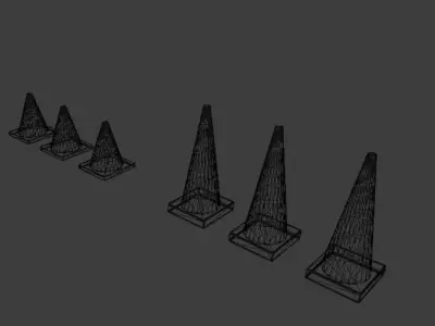 Traffic Cones 6 Pack 3D Model Low-poly 3D model