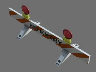 No-Entry Safety Barricade Low-poly 3D model