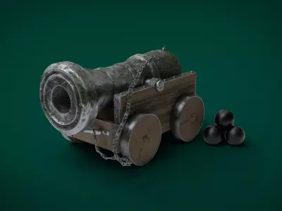 3D Old Vessel Cannon  3D model