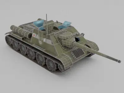 SU-85M Tank Destroyer Low-poly 3D model