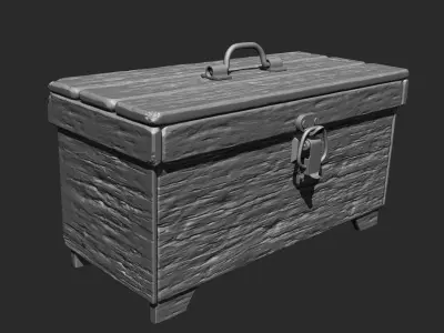 SMALL OLD WOODEN BOX SCLUPTED HIGHPOLY Free 3D model