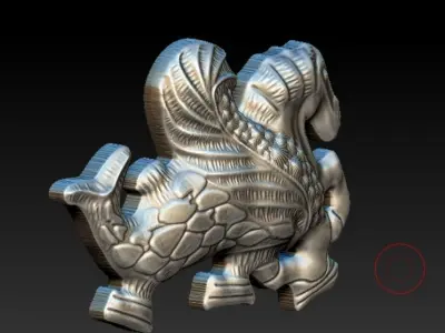 hippokampos silver statue of dragon 3D print model