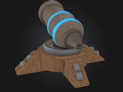 Cannon Turret  Stylized Heavy Artillery Model 3D model