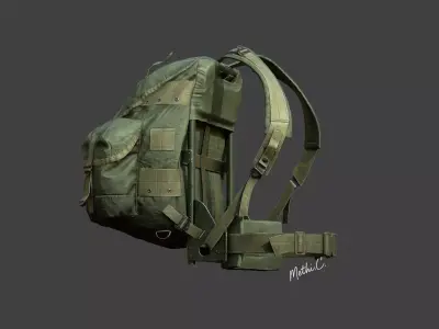 Military Backpack  Game Ready 3D Model Lowpoly ALICE PACK Low-poly 3D model