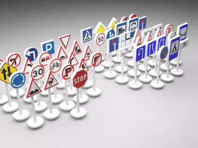 Toy Road Signs Set 3D model