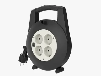 Extension cord reel with sockets 02 3D model