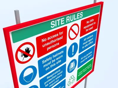 Heath Safety and Environment HSE Sign Low-poly 3D model