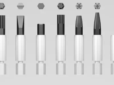 Screwdriver tops  set Low-poly 3D model