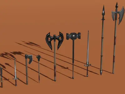 Medieval Weapon Pack - LowPoly - 4K-2K Texture Low-poly 3D model