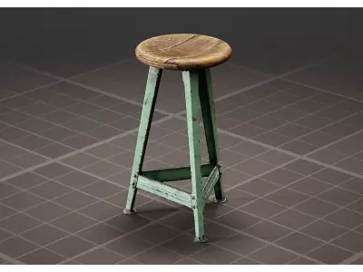 Old Industrial Workshop Bar Stool Chair 3D model
