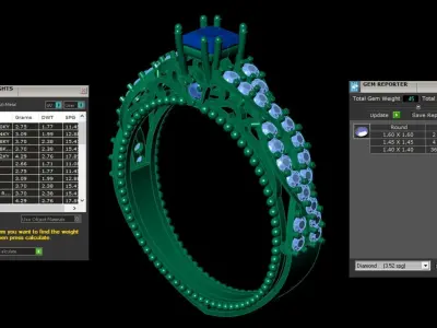 Gold Engagement Diamonds Ring 3D print model