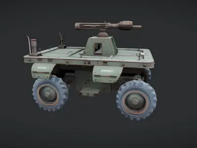 Military armored vehicle with mounted gun 3D model