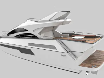 Yacht motor boat Low-poly 3D model
