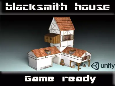 Blacksmith house Low-poly 3D model