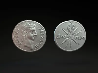 Roman coin with emperor Augustus intended for 3D printing 3D print model