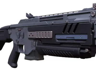 PSWC3 Futuristic Carbine Model Tactical Sci-Fi Rifle Game Ready Low-poly 3D model