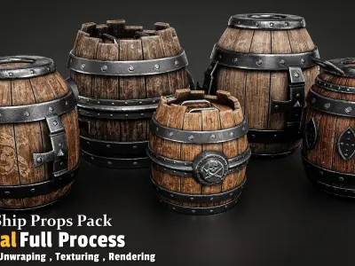 Pirate Ship Props  Low-poly 3D model