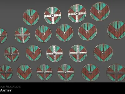 Viking shield Low-poly 3D model 14