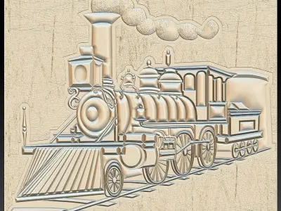 Steam locomotive Suitable for embossing Hot Foil Technique 3D model