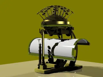 Antique typewriter Low-poly 3D model