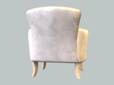 Vintage Chair Cream Velvet Upholstery LightOak Natural Legs 3D model