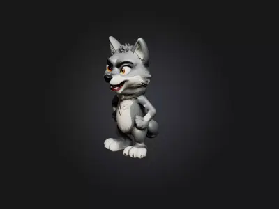 Cartoon Wolf Low-poly 3D model