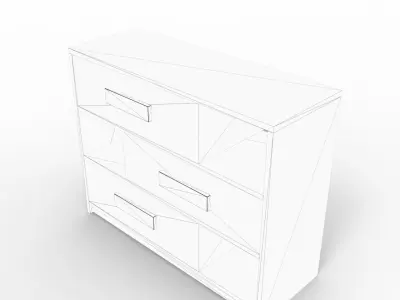 Cabinet dresser with three drawers Low-poly 3D model