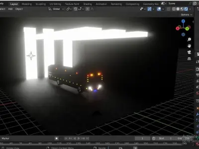 Long School Bus 3D model