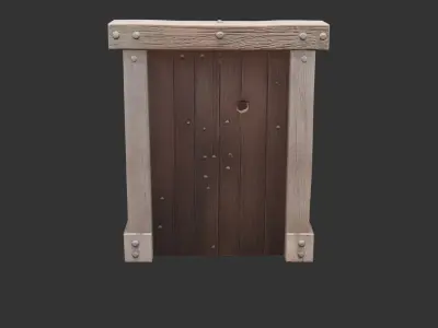 Rustic Wooden Tavern Door Low-poly 3D model
