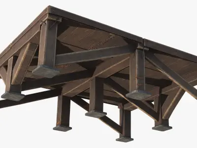 Old Timber Podium Reinforced Frame 3D model