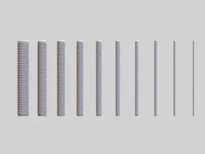M3 to M20 x 120mm Threaded Bars 3D print model