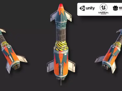 Stylized Rocket Low-poly 3D model buy