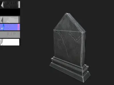 Gravestone Low-poly 3D model 3