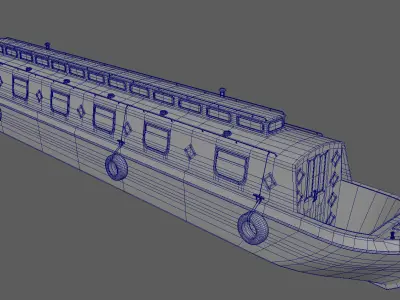 Narrowboat british canal boat 3D model