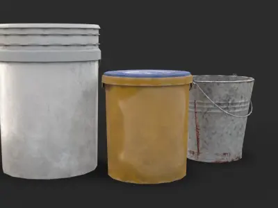 Fishing Buckets Low-poly 3D model
