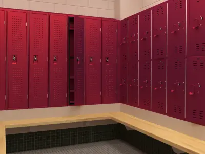 Metal Locker Room Red 3D model