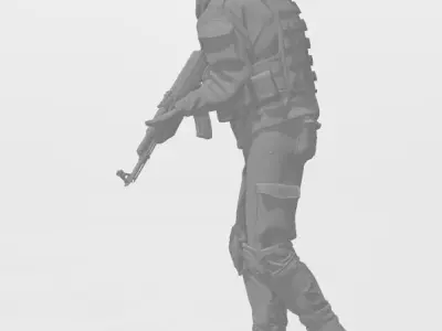 Three Soldiers moving 3D print model