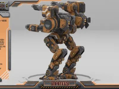 Mantis Lowpoly Animated BattleMech Low-poly 3D model