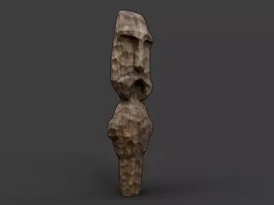 Carved Slavic Wooden Medieval Settlement Totem Statue Free low-poly 3D model