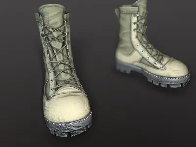Boot Game ready model pair of military boots Low-poly 3D model