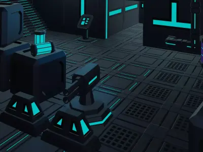 Low Poly Sci-Fi Props Pack HS-001 Low-poly 3D model