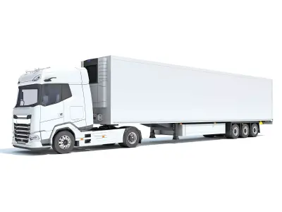 Truck with Reefer Refrigerator Trailer 3D model buy
