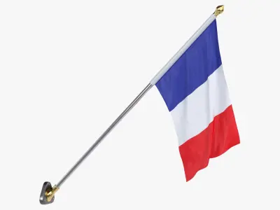 France Cloth Flag Wall Mount Animated 3D model