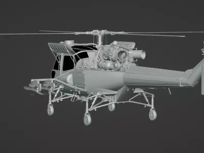 Westland Wasp HAS 1 Scout AH 1 3D Model British Helicopter Low-poly 3D model