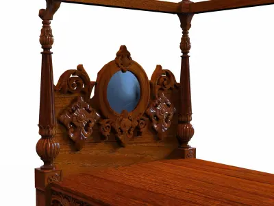 wooden cot Antique Furniture Low-poly 3D model