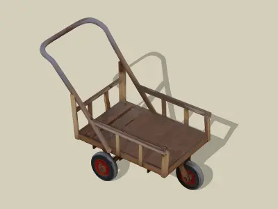 Retro handcart Low-poly 3D model