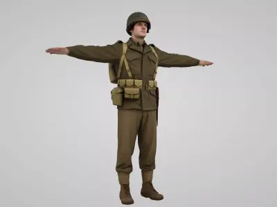  old American soldier 3D model 3D model