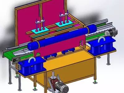 Battery Assembly Line Low-poly 3D model