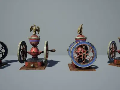 Antique Coffee Grinder Low-poly 3D model