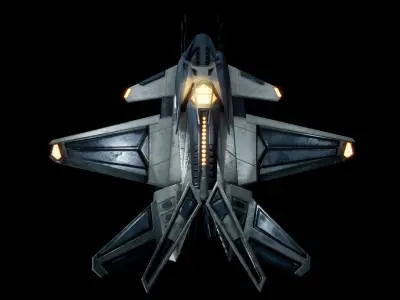 Combat Space Ship Low-poly 3D model
